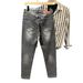 Men's Slim Straight Gray Jeans | Classic Fit With Signature Leather Patch | Comfort Stretch Denim For Everyday Wear_viptrois.com
