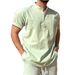 Men's Clothing Summer Hot Sale Men's Solid Color Casual T Shirt Short Sleeve Stand Collar Versatile Shirt_viptrois.com