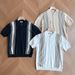 Men's Clothing Contrast Striped Ice Knitted Short Sleeved Polo Shirt Summer New Shirt Collar Design Slim Fit Half Sleeved T Shirt_viptrois.com
