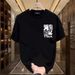 Men's Clothing Handsome Heavy Cotton Short Sleeved T Shirt Bear Print T Shirt Trendy Street Loose Round Neck Top_viptrois.com