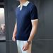 Men's Clothing New Men's Light Mature Style Breathable Versatile Ice Silk Knitted Short Sleeved Polo Shirt Casual Top Trend_viptrois.com
