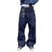 European And American Hip-Hop Jeans Double Waist Patchwork Cargo Trendy Loose New Wide-Leg Men's Pants_viptrois.com