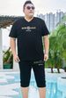 Men's Clothing Popular summer clothes plus size short-sleeved T-shirt top fat men's cropped pants with two-piece casual thin suit_viptrois.com