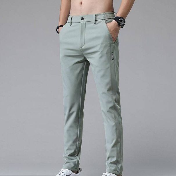 Men's Clothing Summer Ice Silk Casual Pants Men Straight Loose Elastic Thin Quick Drying Sports Summer Trousers Breathable_viptrois.com