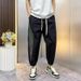 Men's Summer Striped Jogger Pants Lightweight Breathable Slim Fit with Adjustable Drawstring Streetwear Style with Contrast Panels_viptrois.com