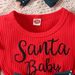 kid's clothing Striped letter flying sleeve Christmas print skirt bow headband open crawl suit set_viptrois.com