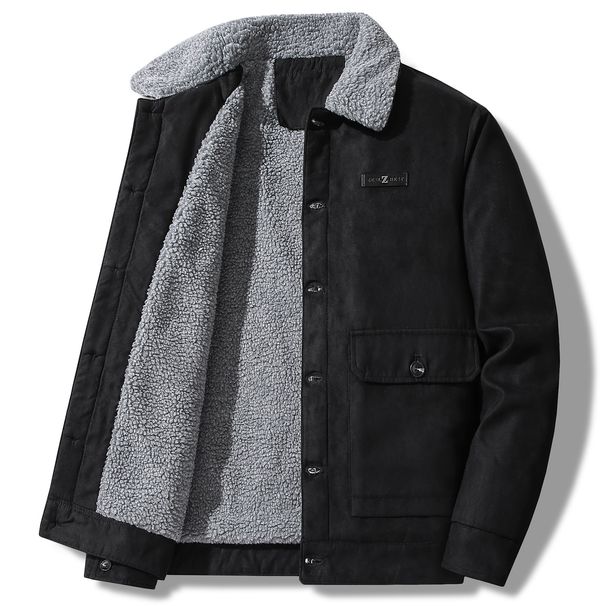 Winter New Men's Suede Lapel Plus Velvet Thickened Jacket Men's Casual Fashion Comfortable Trend Men's Coat_viptrois.com