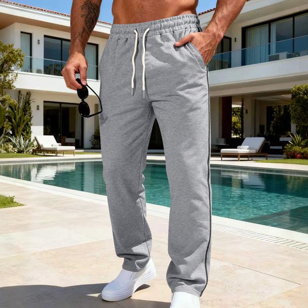 "Men's Heavyweight Classic Sweatpants – Loose Fit Straight Leg, Casual & Sporty (Black/Gray/Khaki/Red, S-XXXL)"_viptrois.com