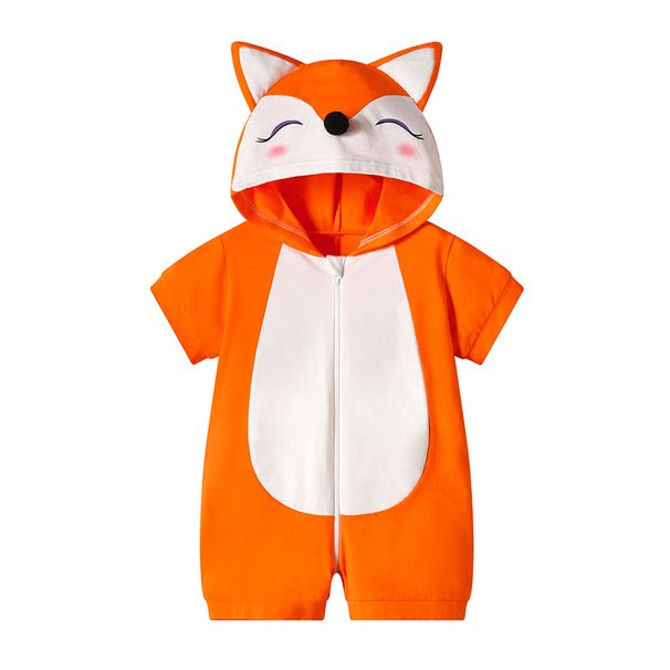 Summer New Style Baby Cute Short Sleeved Hooded Baby Romper Little Fox Shape One Piece Romper Crawling Clothes_viptrois.com