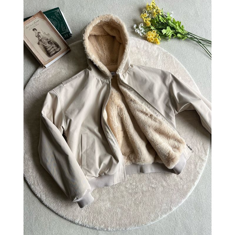 High-end American Style Mountain Eagle For Men, Winter Thickened Faux Rabbit Fur Short Bomber Jacket Cotton Coat_viptrois.com