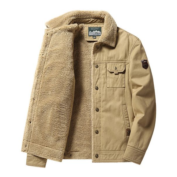 High Quality 2026 Fashion Wintercoat Vintage Outerwear Men's Cotton Lapel Single-Breasted Long Sleeve Thicken Keep Warm Fleece Jacket M-5XL_viptrois.com