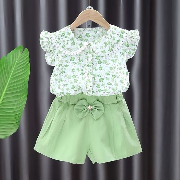 Mother & Kids Girls Summer Clothes New Style Girls Short Sleeved Suits Girls Shorts Suits Summer Children's Clothing Girls New Two Piece Suits_viptrois.com