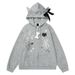 Men's Clothing Cute Cat Print Hoodie Women's Autumn New Y2K Loose Homewear Zipper Jacket_viptrois.com