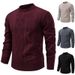 Men's Fleece-Lined Thermal Round Neck Pullover Sweater, Winter Warm Slim Fit Knit Top For Casual & Daily Wear_viptrois.com