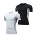 Men's Compression Shirt - Quick-Dry Workout T-Shirt For Gym/Running (White/Black) - Muscle Support S-3XL_viptrois.com