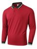 Men’s Jacquard Collar Long-Sleeve Polo Shirt – Breathable & Stylish Outdoor Top (Black/Red/Light Grey/Khaki) – S-XXL_viptrois.com