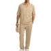 Men's Wrinkle-Resistant Casual Suit Set – Short Sleeve Shirt & Relaxed Fit Pants | Lightweight Polyester For Spring & Summer_viptrois.com