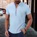 Men's Clothing Summer New Men's Jacquard Shirt Stand Collar Casual Short Sleeved Shirt_viptrois.com