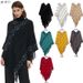 Unisex European and American spring and autumn stripes solid color fringe knitted cape cape_viptrois.com