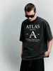 Vintage Washed "ATLAS DEPT" Letter Graphic Cotton T-Shirt Men's Casual Streetwear Tee_viptrois.com