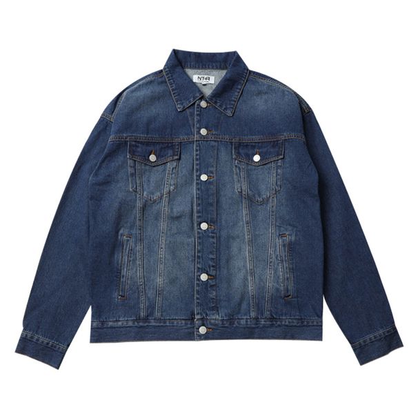 Men's Clothing Loose Silhouette Drop Shoulder Denim Jacket Trendy Casual Cityboy Washed Workwear Jacket_viptrois.com