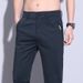 Men's Casual Summer Ice Silk Breathable Thin New Loose Comfortable Sports Straight Long Pants_viptrois.com