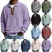 Cross-Border Heavyweight Hot-Selling Long-Sleeve Solid Color Sweatshirt For Men Fashion Loose Turn-Down Collar_viptrois.com
