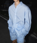 Summer Casual Lazy Style Set Loose Striped Shirt_viptrois.com