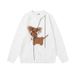 American Fun Dog Round Neck Sweater For Men And Women, Loose Casual Autumn Knitwear With Drawstring, Lazy Commuter Style_viptrois.com