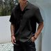 Men's Clothing Men's Shirt Summer New Men's Solid Color Short Sleeve_viptrois.com