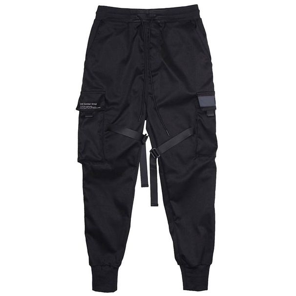Hidden Functional Leggings Men's Trendy Brand Tactical Paratrooper Overalls Li Xian And Han Shangyan's Same Style Ribbon Skinny Pants_viptrois.com