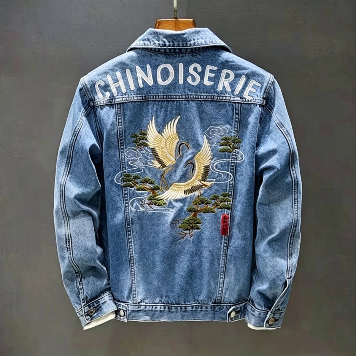 Men's Clothing Chinese Fashion Brand Embroidered Denim Jacket For Men Spring New Style National Trend Print Slim Stretch Jacket All Match Tops_viptrois.com