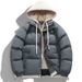 Men's Thickened Colorblock Hooded Puffer Jacket – Oversized Unisex Winter Coat With Faux Layered Design, Polyester Fill For Extreme Warmth_viptrois.com