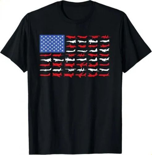 T-shirtpilot Airplane American Flag 2026 Plane Aviation Short Sle_viptrois.com
