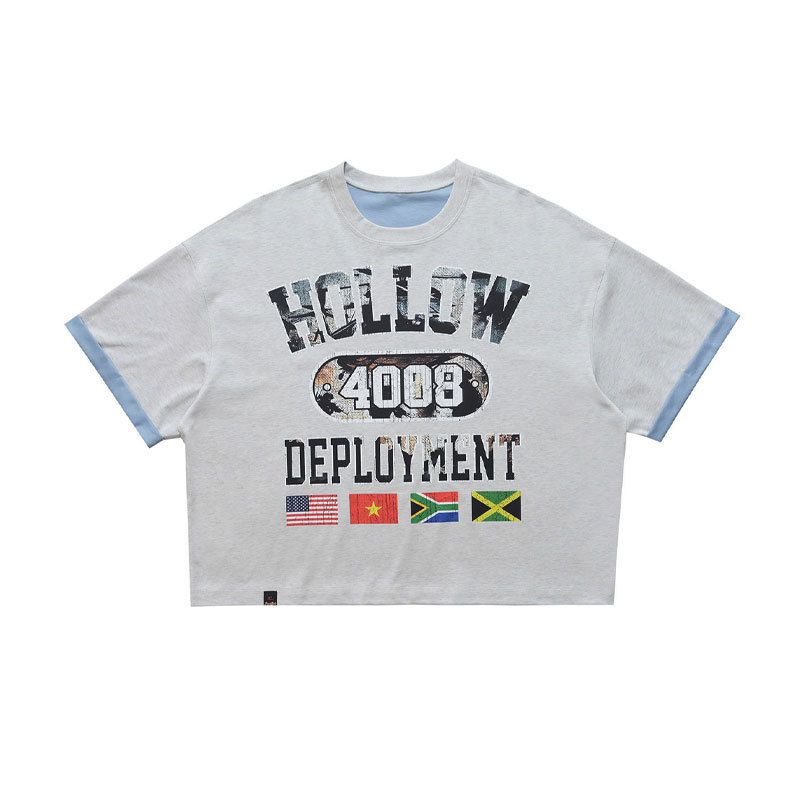 Double-sided Air-layer Short-sleeve Breathable Cool Men's Summer New Printed Letter Half-sleeve T-shirt_viptrois.com