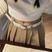 Instagram's same hollow white is fashionable, personalized, simple, versatile. Needle buckle belt, skirt and pants_viptrois.com