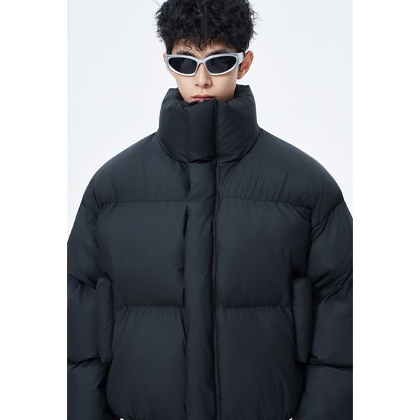 American Pu Leather Short Down Cotton Clothes Men's Winter Trendy Brand Stand-up Collar Bread Clothes Warm Cotton-padded Clothes Jacket_viptrois.com