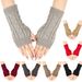 Unisex Wool half finger gloves writing play mobile phone couple short cuff twist knit warm fingertip_viptrois.com