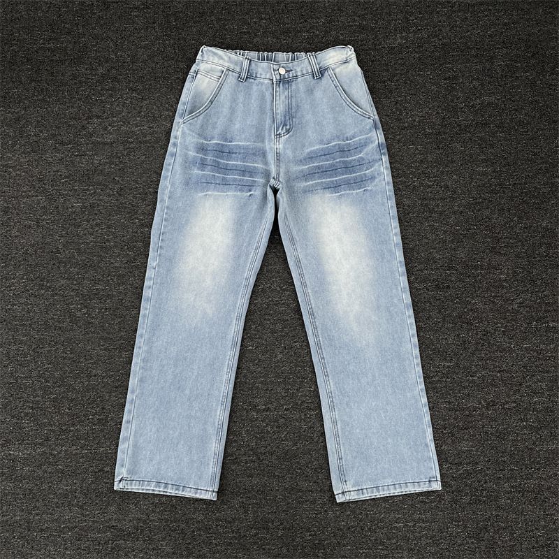Men's Clothing Summer Vibe American High Street Retro Straight Loose Design Wide Leg Trousers_viptrois.com