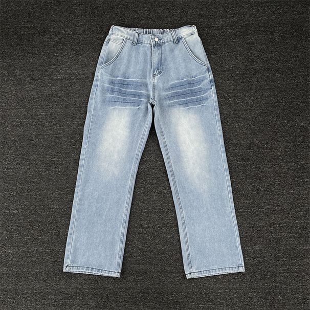 Men's Clothing Summer Vibe American High Street Retro Straight Loose Design Wide Leg Trousers_viptrois.com