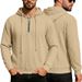 Men's Jacquard Knitted Half-zip Solid-color Long-sleeved Pullover Casual Loose Large-sized Hooded Sweatshirt_viptrois.com