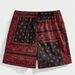 Men's Loose Athletic Shorts Street Style Paisley Print Trendy Casual Beach Pants Five Point Pants_viptrois.com