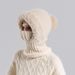 8410 Knitted Scarf Mask Integrated For Women Winter Cycling Windproof Fleece-Lined Warm Knit Hat_viptrois.com