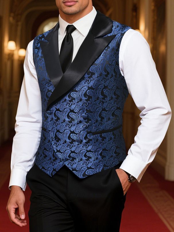 Men's Slim-Fit Waistcoat – Stylish Floral Print Vest For Business & Casual Wear Men's Clothing_viptrois.com