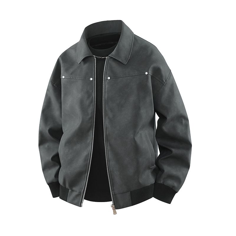 Vintage Brown Suede Leather Jacket For Men & Women - Retro Pilot Bomber Coat With Stand Collar, Lightweight & Stylish_viptrois.com