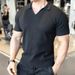 Men's Clothing Fashion Retro Loose Short Sleeved Polo Shirt Simple Fashion Casual Paul Shirt_viptrois.com
