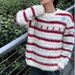 Christmas Striped Round Neck Sweater, Autumn And Winter Warm Knit Sweater With Added Velvet_viptrois.com