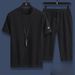 Men's Clothing Casual Sports Suit Breathable Short-Sleeved T-Shirt Cropped Pants Two-Piece Suit_viptrois.com