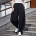 Chinese-style Men's Spring And Summer Thin, Loose, Large-sized Casual Long Pants, Wide-leg Cotton And Linen Curved Knife Pants_viptrois.com