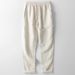 Men's Clothing Linen Casual Trousers Loose Straight Linen Trousers Elastic Waist Cotton And Linen Trousers_viptrois.com